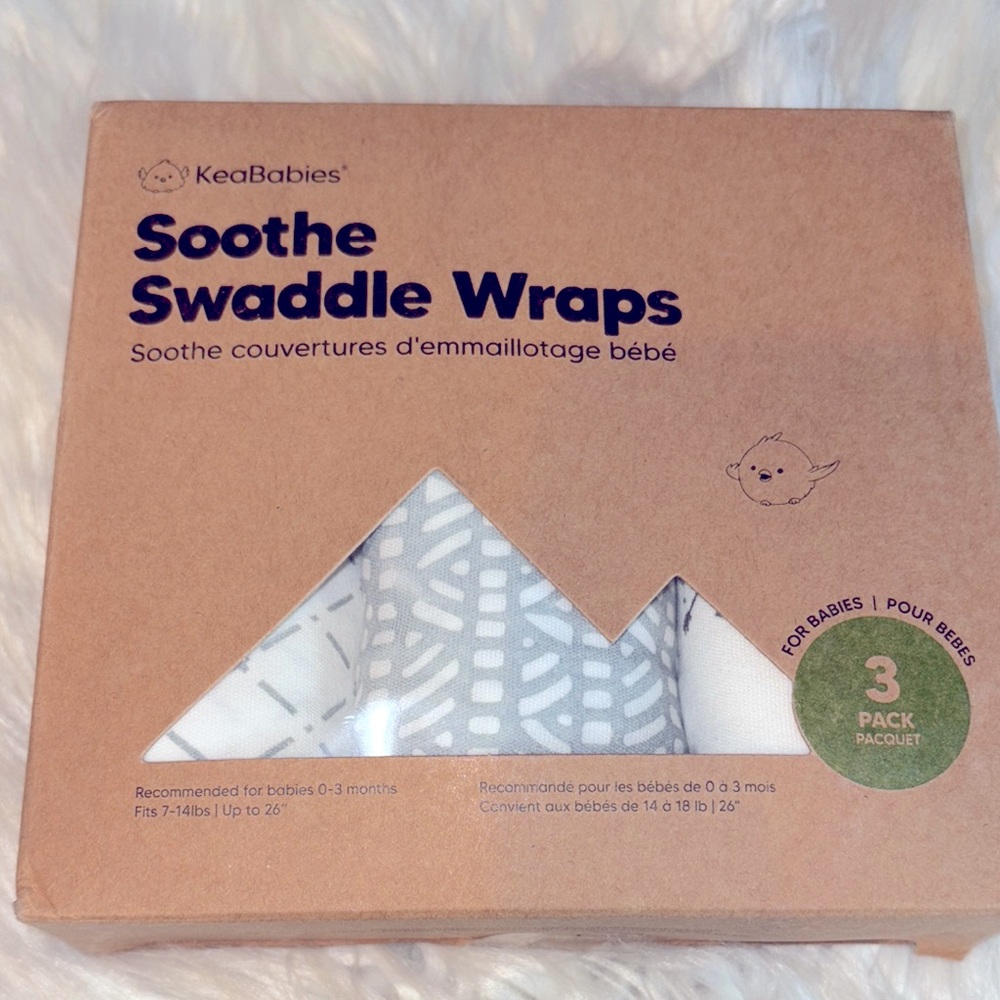 KeaBabies Soothe Swaddle Wraps 3-Pack